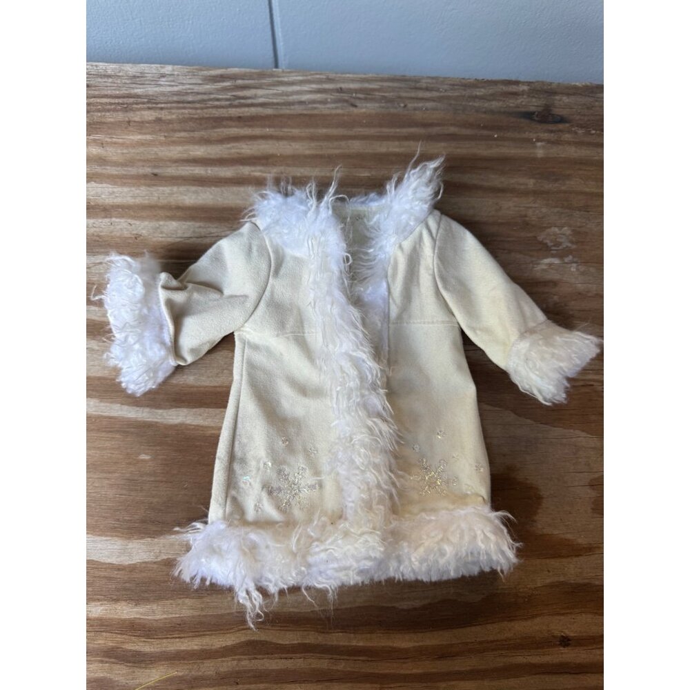 American Girl Doll Coat Girls White Faux Fur Trim Winter Jacket 2003 Outfit